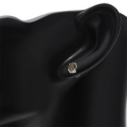 5x7mm Oval Prong-Set Smoky Quartz Stone Sterling Silver Stud Earrings - e446